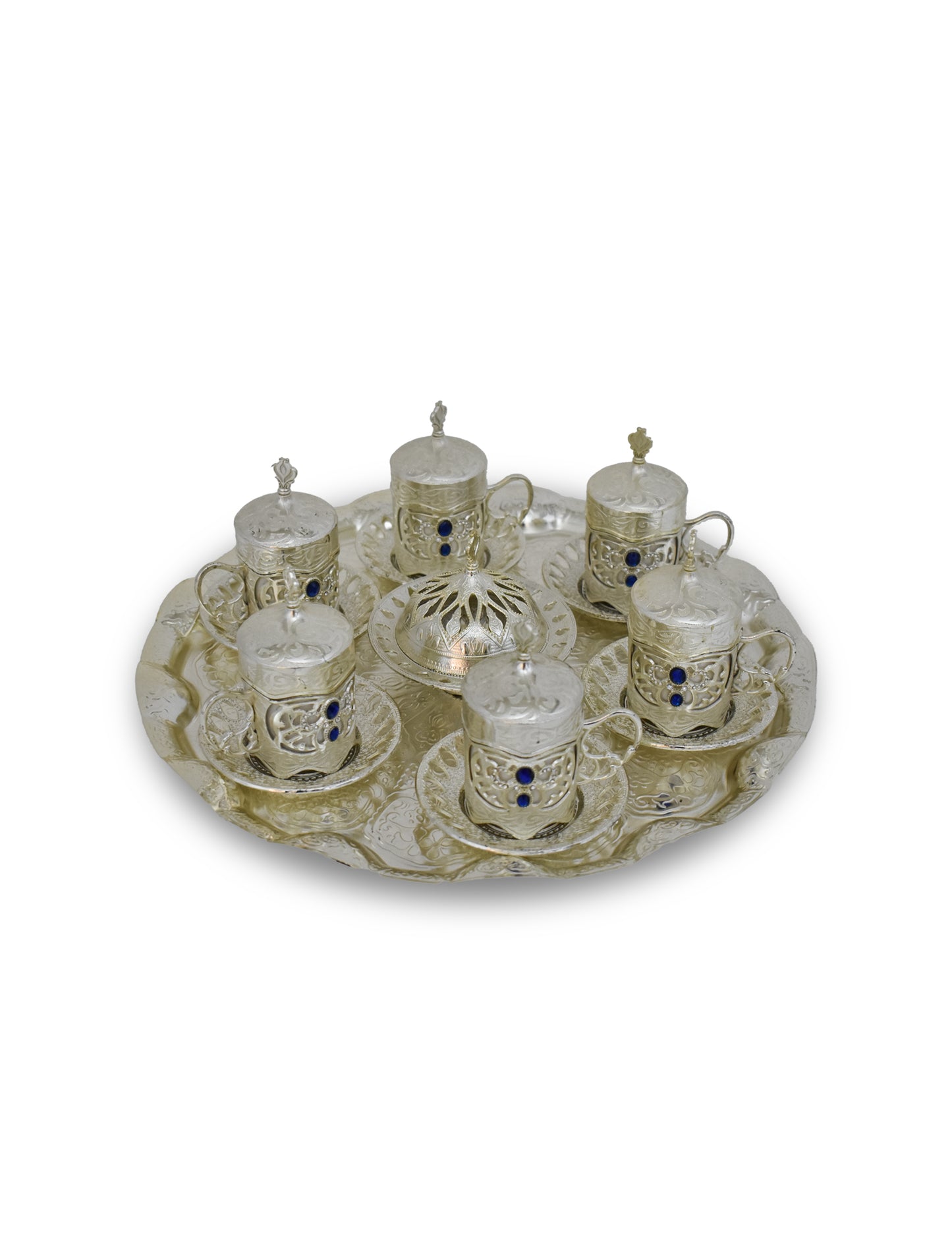 Front Angled VIew of Authentic Turkish Mokkaset / Esperesso Coffee Set