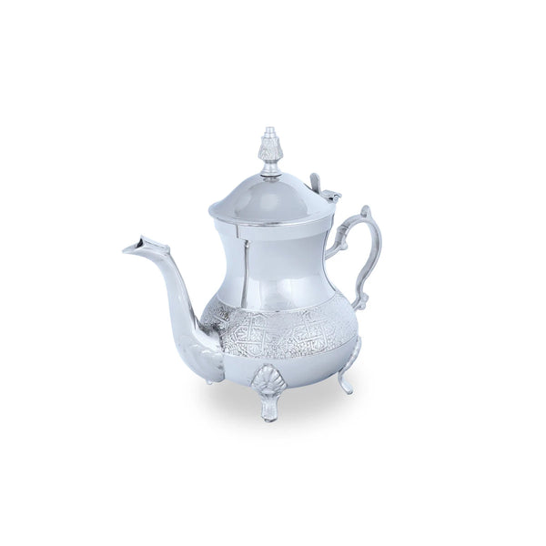 Antique Handcrafted Moroccan Tea Pot in Polished Silver Finish
