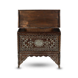 Front View of Intricate Syrian Flat Top Chest Showing Open Top