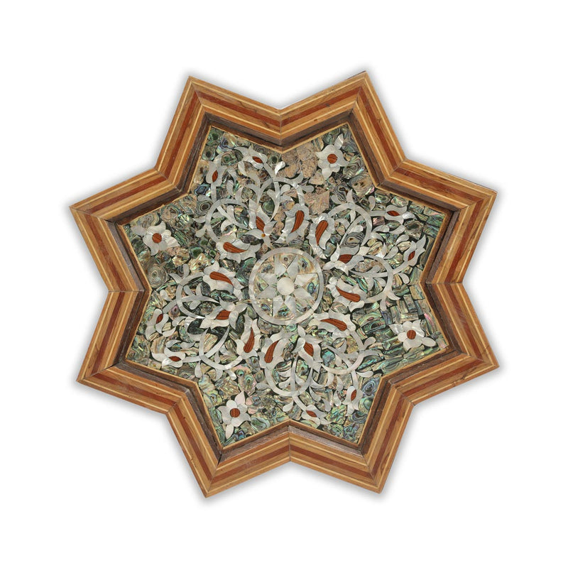 Table Top View of Mother of Pearl Inlaid Star Shaped Coffee Table