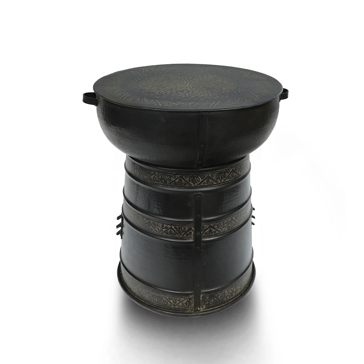 Buy Vintage Brass Metal Rain Drum Accent Table Online Tarrab