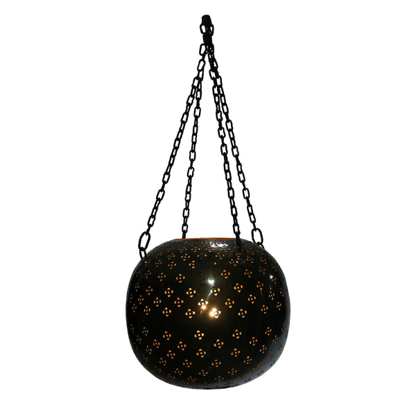 Round High Ceiling Pendant Light with Geometrical Perforations