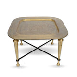 Antique Brass Square Table with Rounded Edges
