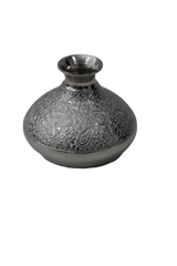 Engraved Brass Small Pot - Decorative Round Vessel