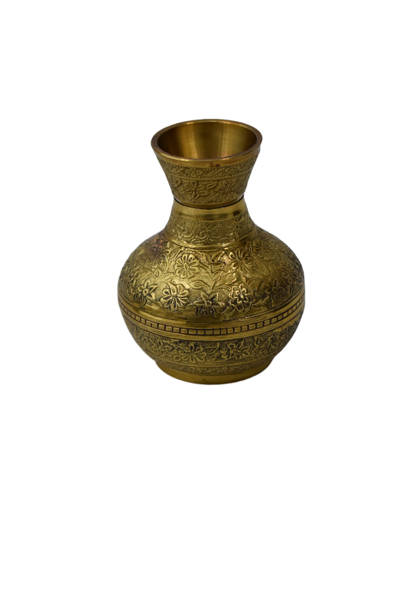 Etched Brass Bud Vase - Petite Decorative Vessel