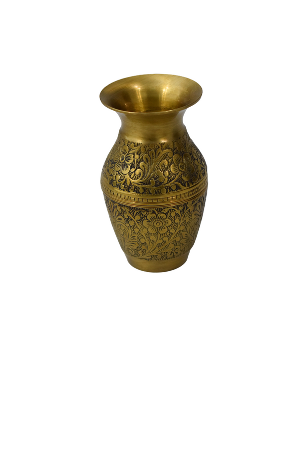 Hand-Carved Small Brass Vase