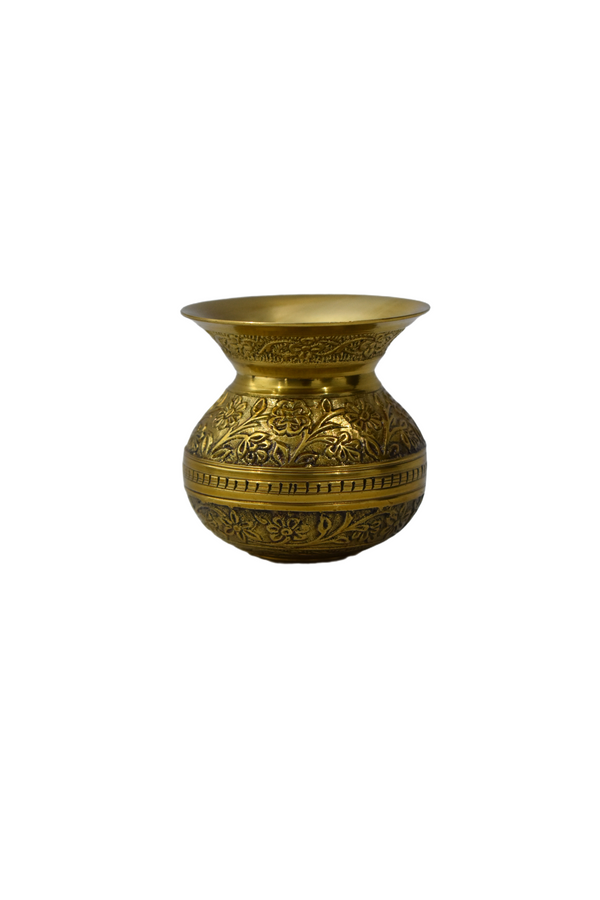 Hand-Carved Small Brass Pot