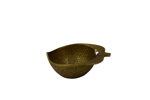 Hand-Etched Brass Apple Bowl - Decorative Serving Dish