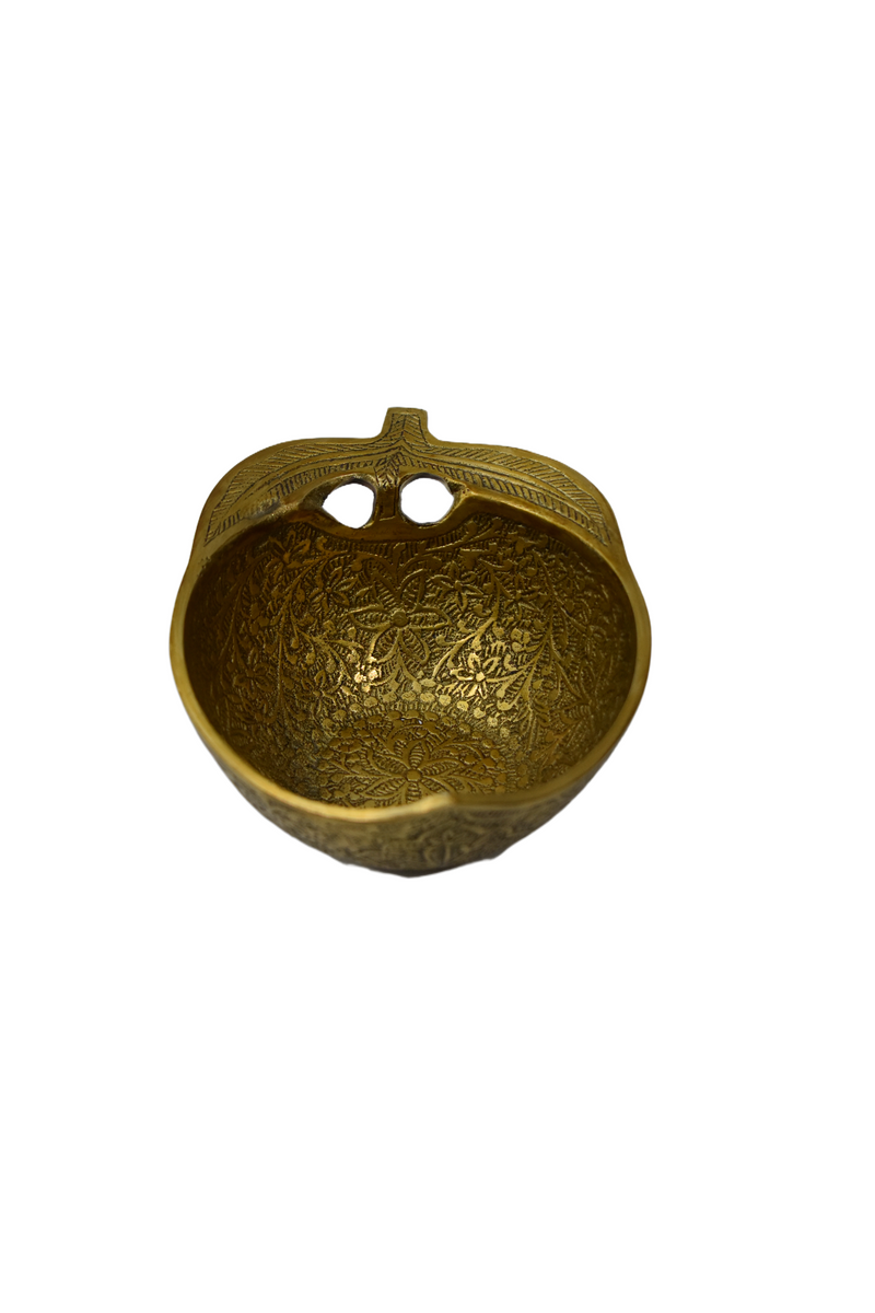 Hand-Etched Brass Apple Bowl - Decorative Serving Dish