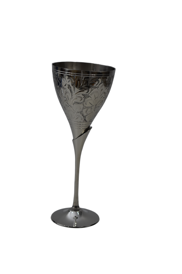 Vintage Hand-Etched Brass Wine Goblet