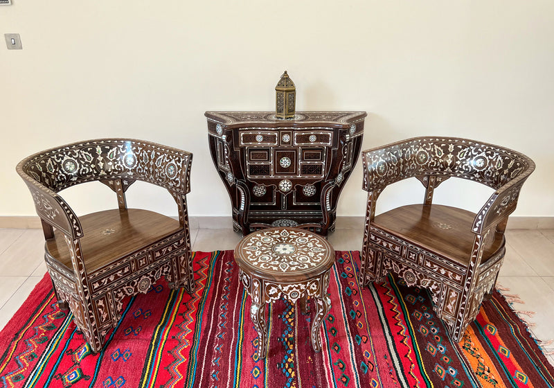 Juego de muebles de 3 piezas estilo sirio hecho a mano