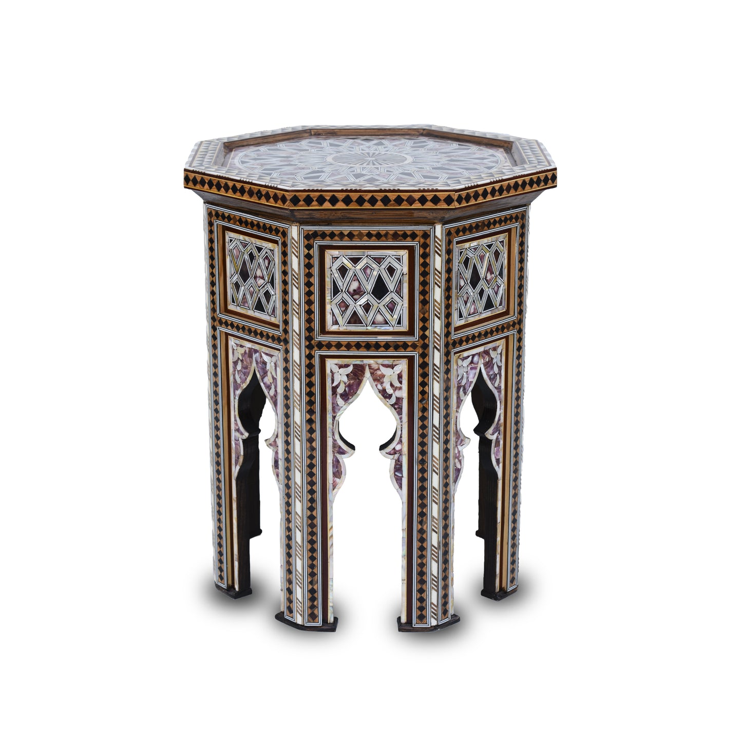 Auténtica mesa de centro artesanal siria con incrustaciones de nácar