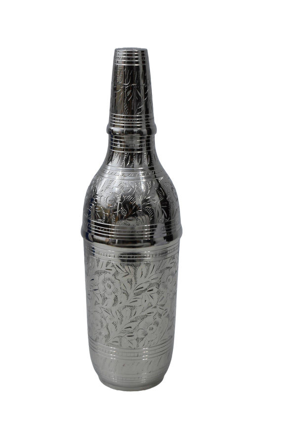 Hand-Carved Brass Wine Bottle