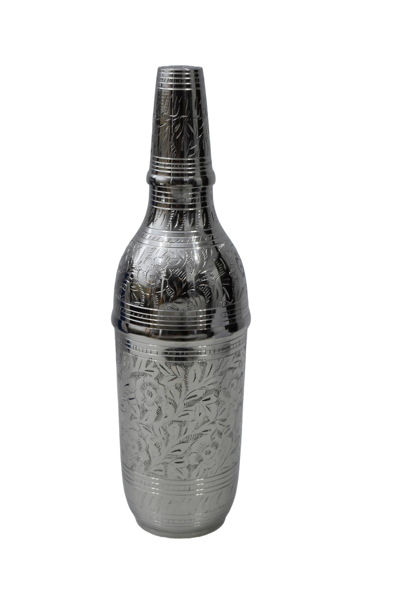 Hand-Carved Brass Wine Bottle