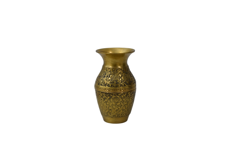 Hand-Carved Small Brass Vase