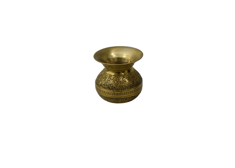 Hand-Carved Small Brass Pot