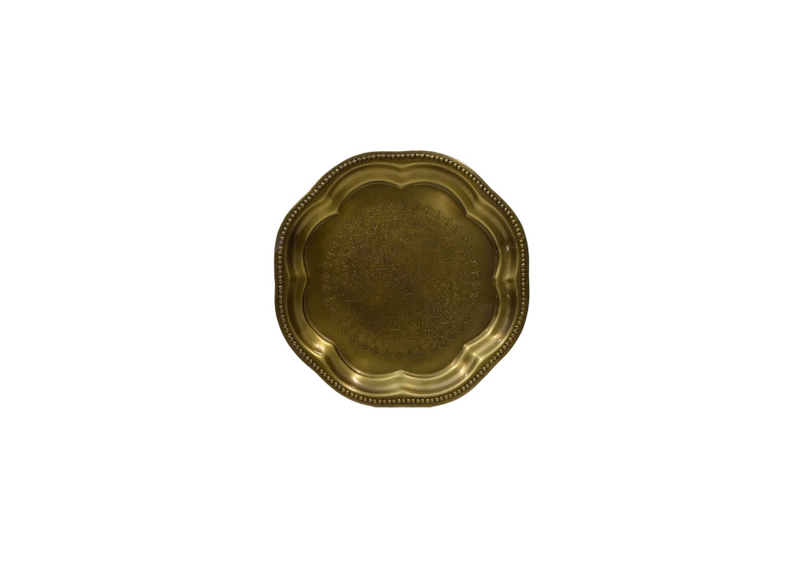 Hand-Engraved Brass Serving Tray