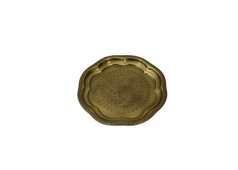 Hand-Engraved Brass Serving Tray
