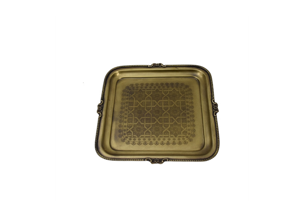 Hand-Engraved Brass Serving Tray