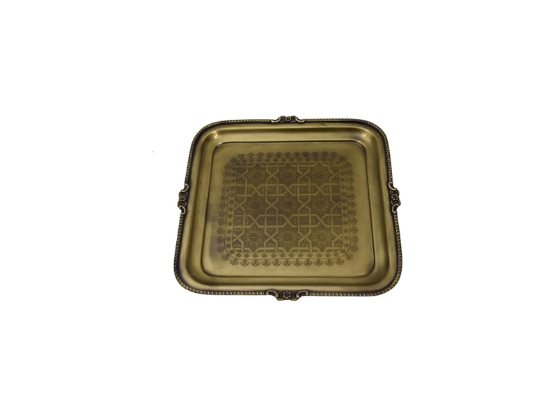 Hand-Engraved Brass Serving Tray