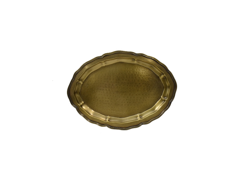 Hammered Brass Oval Serving Tray