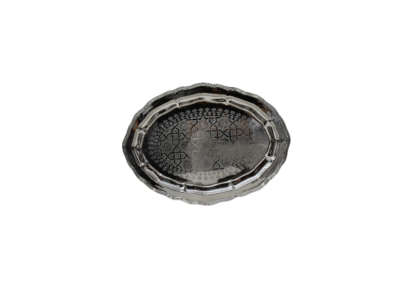 Hammered Brass Oval Serving Tray