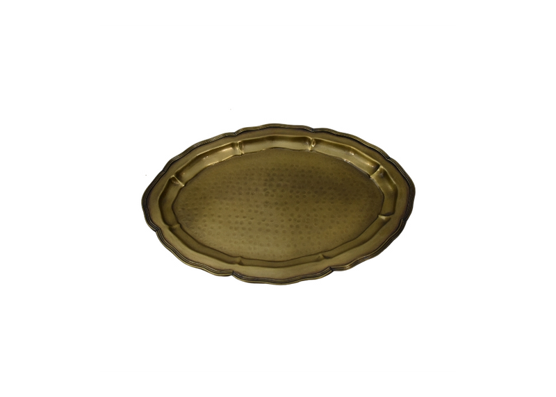 Hammered Brass Oval Serving Tray