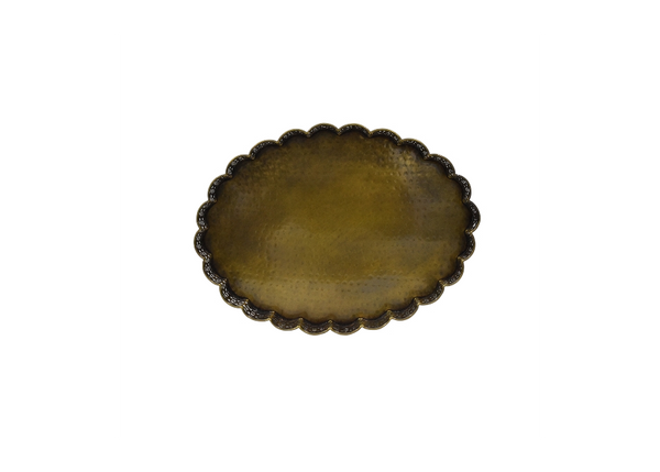 Handcrafted Brass Tray with Filigree Border