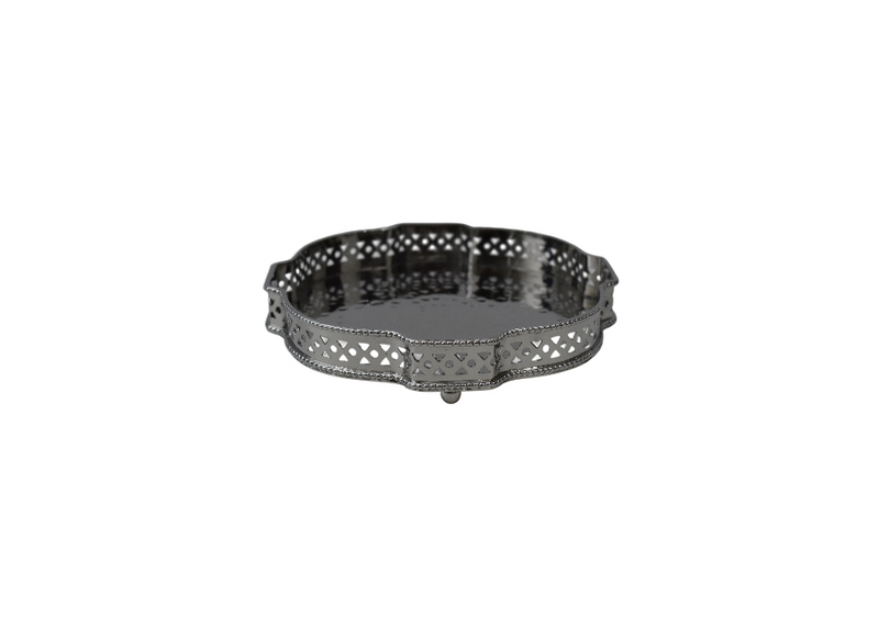 Brass Tray with Ornate Geometric Border