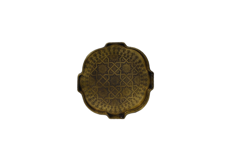 Brass Tray with Ornate Geometric Border