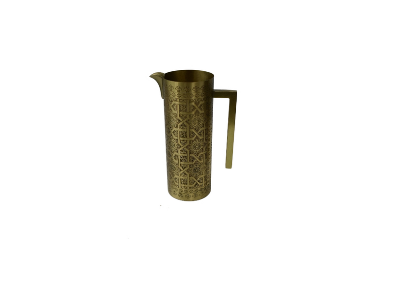 Hand-Etched Brass Water Pitcher