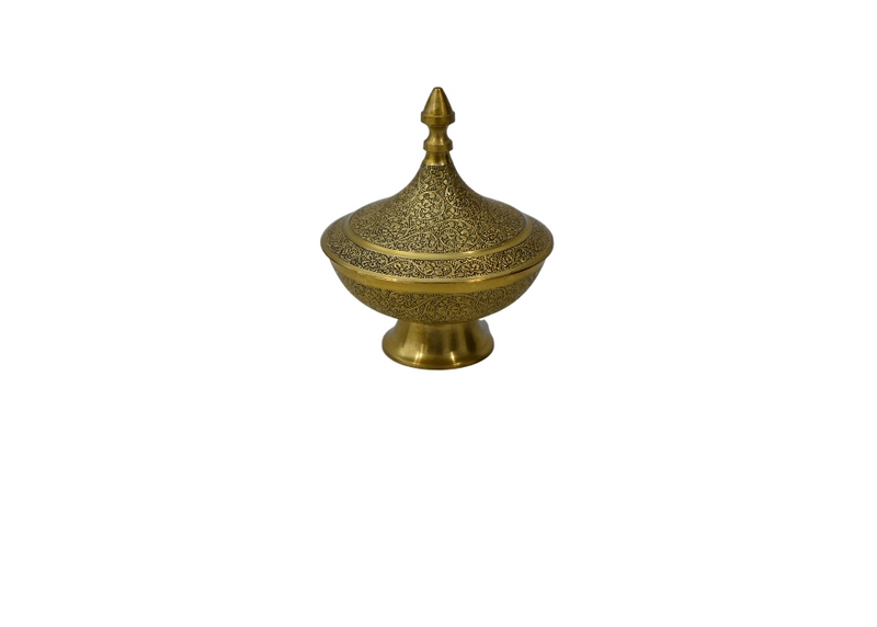 Engraved Brass Lidded Bowl