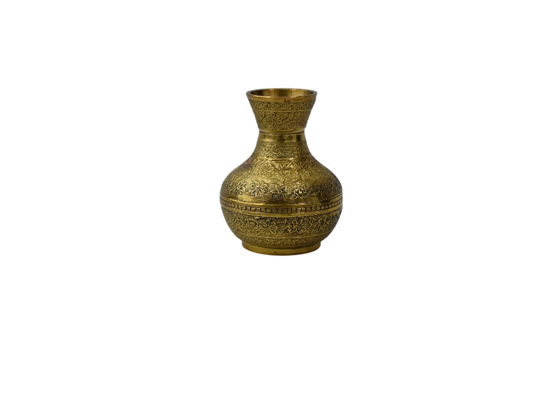 Etched Brass Bud Vase - Petite Decorative Vessel