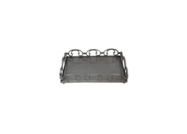 Rectangular Brass Serving Tray with Handles