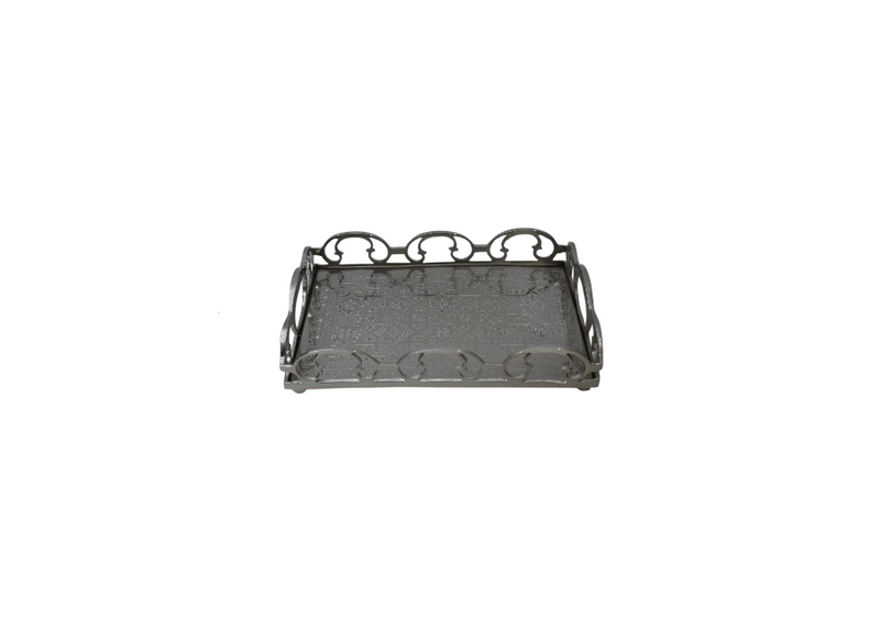 Rectangular Brass Serving Tray with Handles
