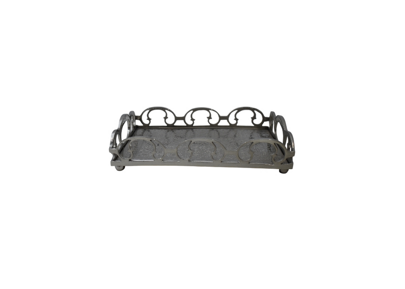 Rectangular Brass Serving Tray with Handles