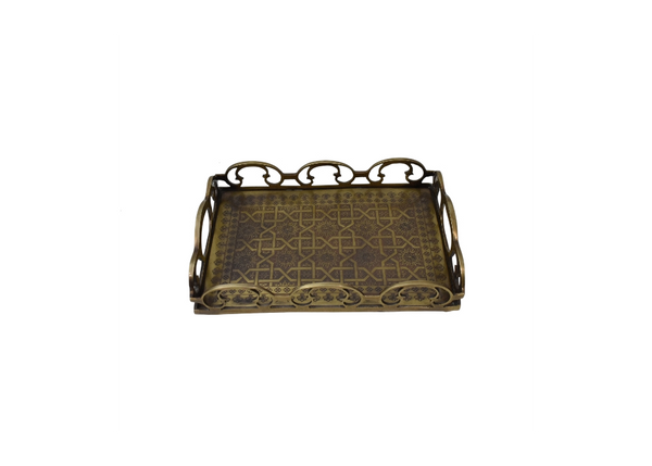 Rectangular Brass Serving Tray with Handles