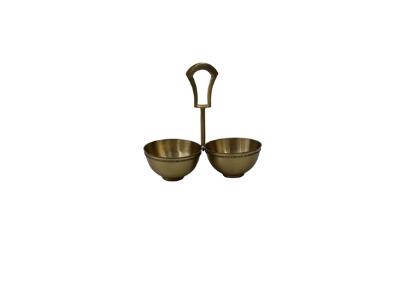Brass Double Dry Fruit Bowl with Handle