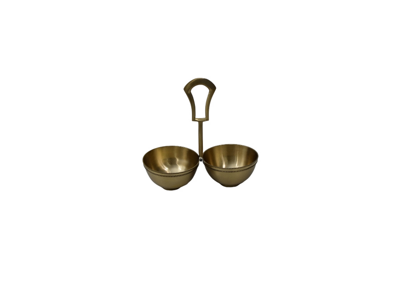 Brass Double Dry Fruit Bowl with Handle