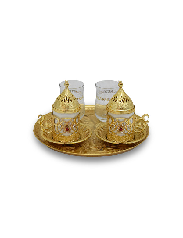 Front Angled View of Turkish Coffee & Tea Set