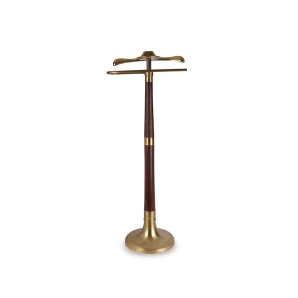 Regal Coat Stand/ Coat Hanger Made of Brass Metal & Walnut Wood
