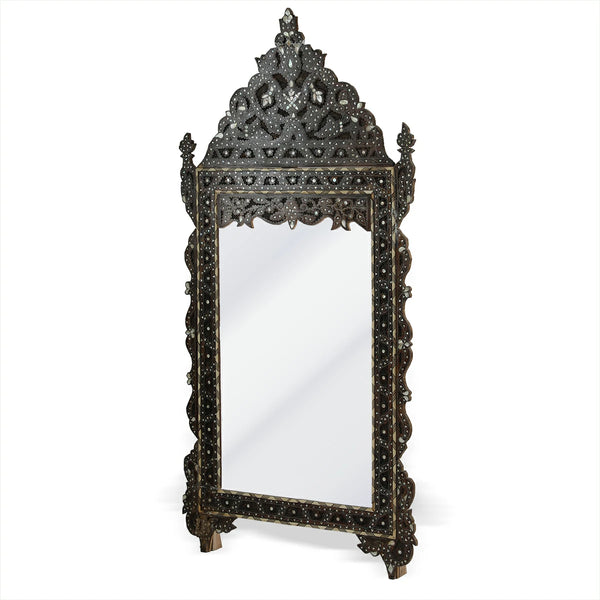 Traditionally designed and handmade 19th Century Syrian Mirror Frame with marvelous carvings, mother of pearl & bone inlays