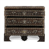 Hand-carved & Hand-inlaid mother of pearls, camel bone chest of drawers made of mahogany wood