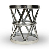 Polished Silver Brass Drum Table