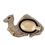 Exquisitely Hand-carved Golden Colored Camel Silhouette Brass Ashtray with a single holder 