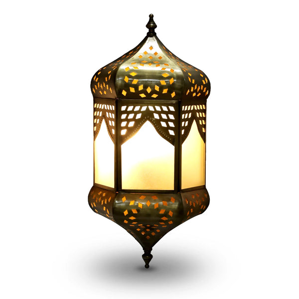 Authentic Brass Moroccan Lantern - Gold Color