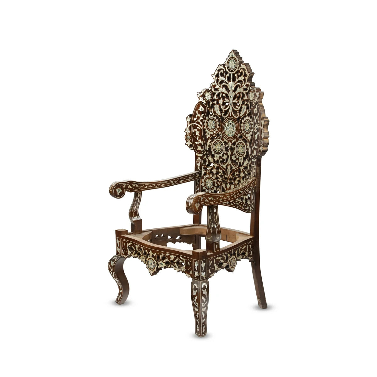 Exquisitely Hand-crafted Syrian Artisan Chair with Traditional Mother of Pearl Inlays