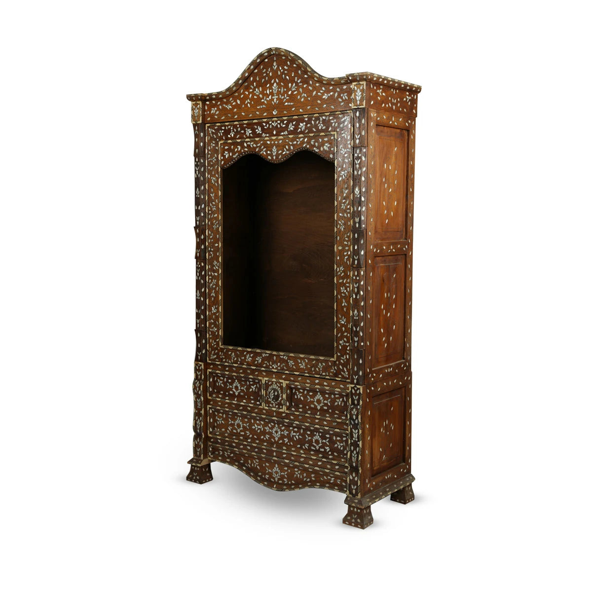 Angled View of Antique Syrian Single Door Multipurpose Cabinet