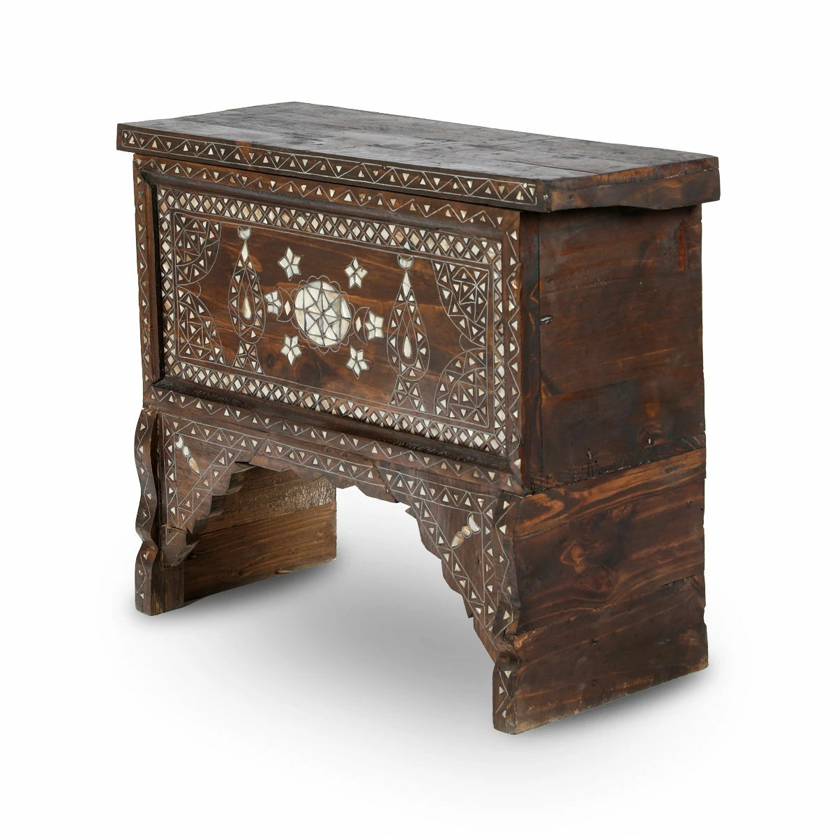 Antique Mahogany Wood Syrian Chest Console Table