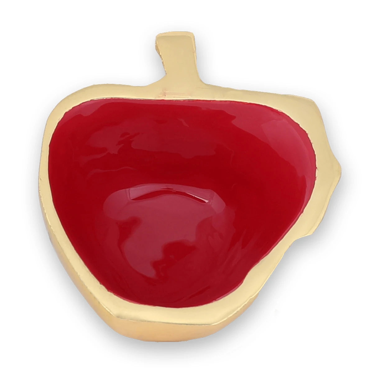 Top Angle View of Apple Shaped Aluminum Bowls Red